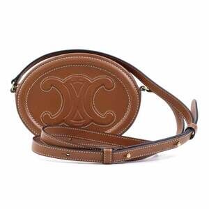 Celine Cuir Triomphe Oval Purse Shoulder Bag Brown Leather